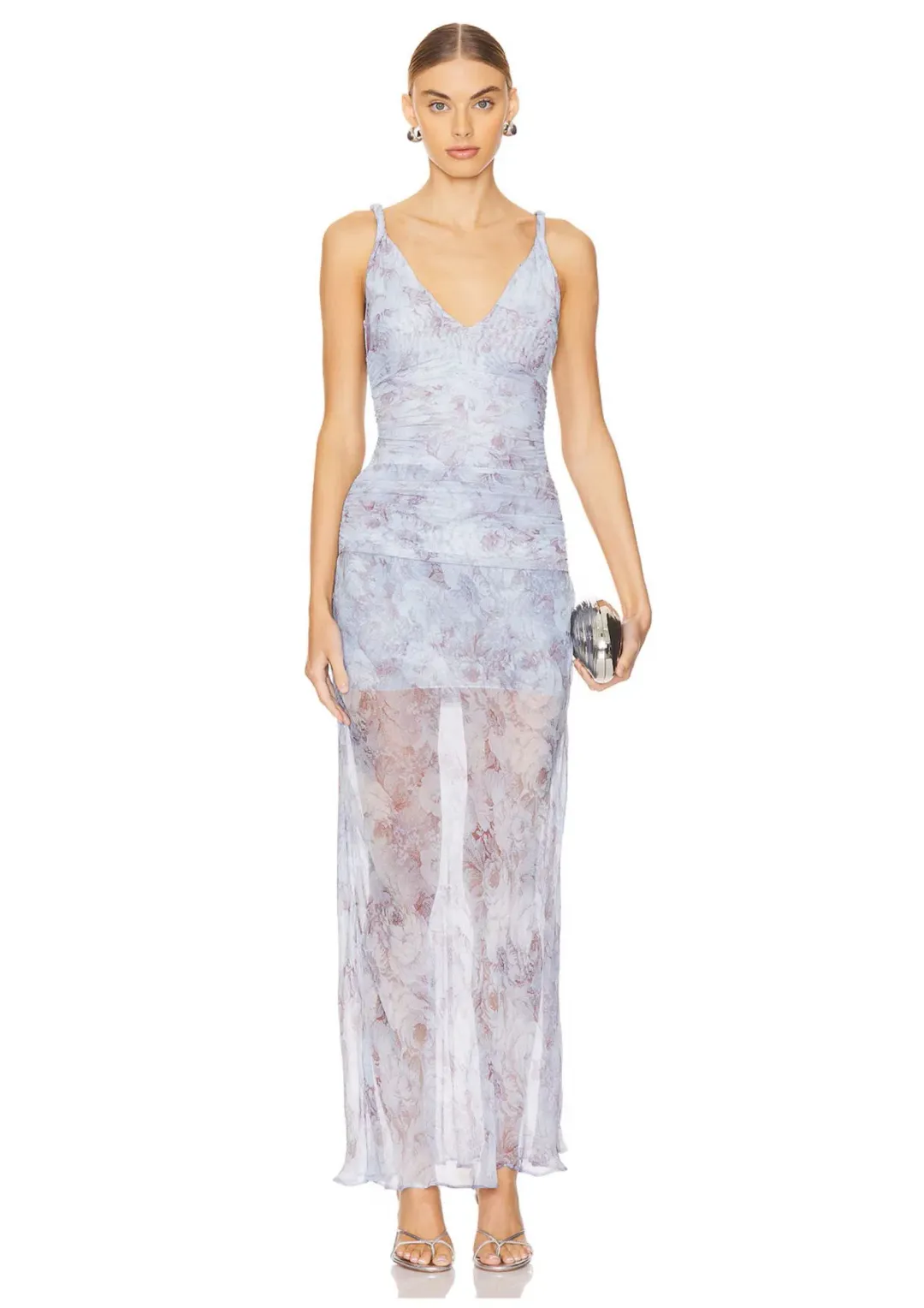 Bec & Bridge Danica V Neck Maxi Dress Chambray Rose Blue Size 10 for rent on The Volte - main image