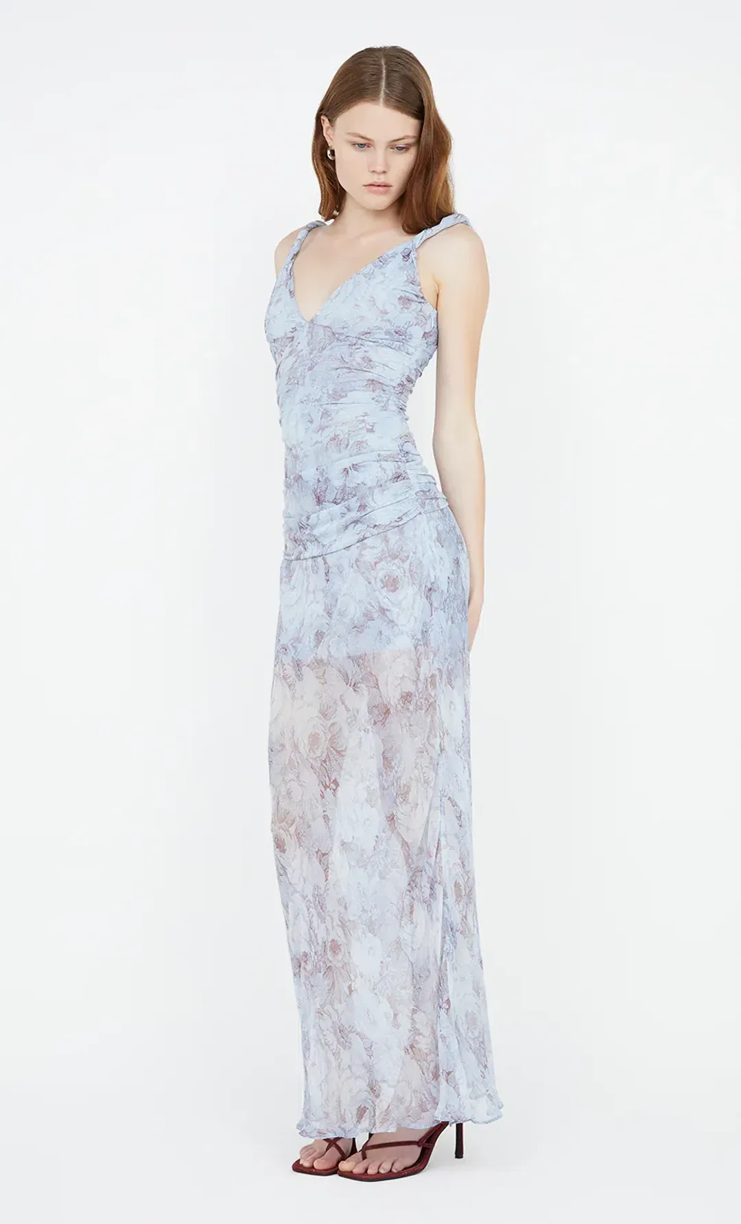 Bec & Bridge Danica V Neck Maxi Dress Chambray Rose Blue Size 10 for rent on The Volte - main image