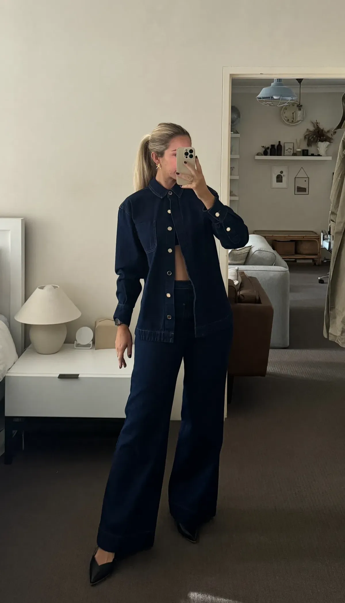 Seed Heritage Denim Classic Shirt Size 6 & Pocket High Waisted Jeans Size 10 Set Neptune Wash - Image 7