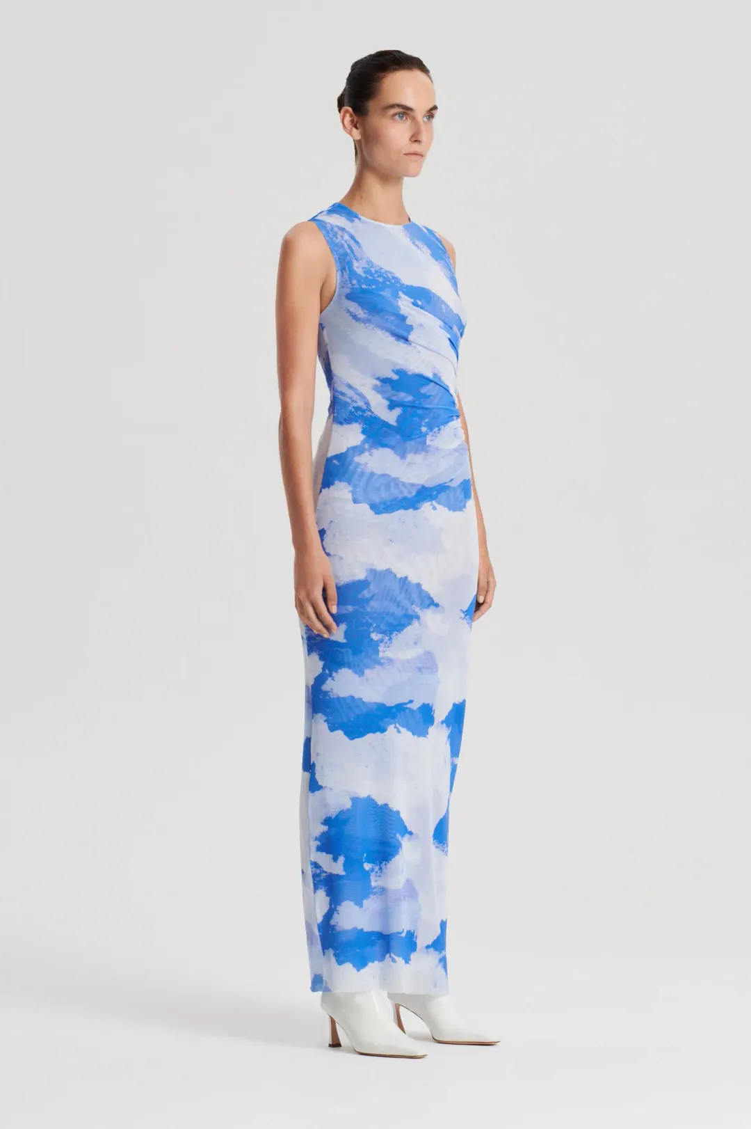 Scanlan Theodore Italian Cloud Print Dress Blue Size 12 for rent on The Volte - main image