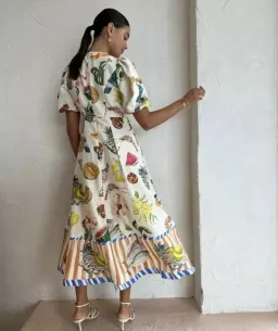 Alemais Theo Midi Dress in Print Size 12 for rent on The Volte - image 3