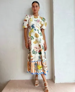 Alemais Theo Midi Dress in Print Size 12 for rent on The Volte - image 2