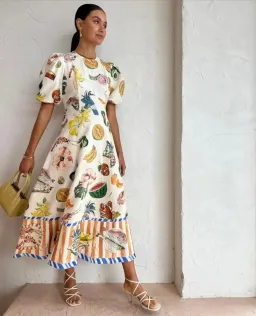 Alemais Theo Midi Dress in Print Size 12 for rent on The Volte - image 1