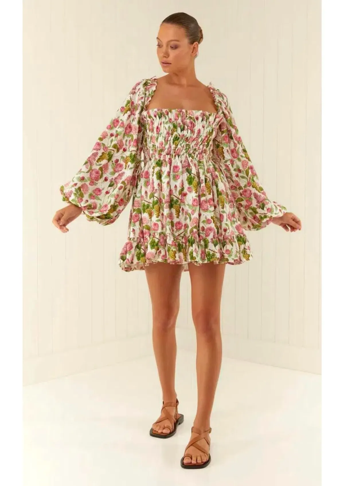Palm Noosa Milky Way MIni Dress in Pink Blooms Size 12 for rent on The Volte - main image