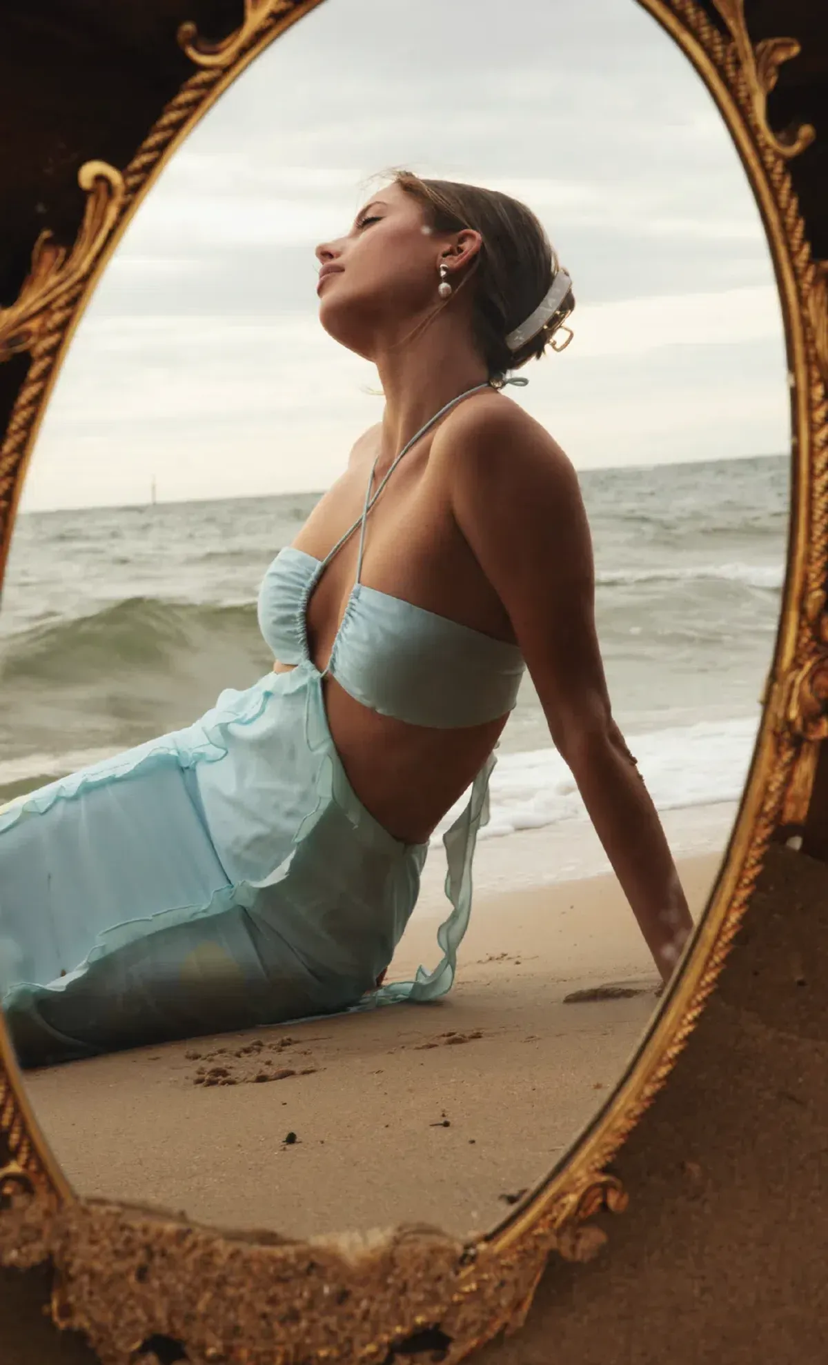 Neux the Label Bleú Maxi Dress Ocean Print Size 8 - Image 3