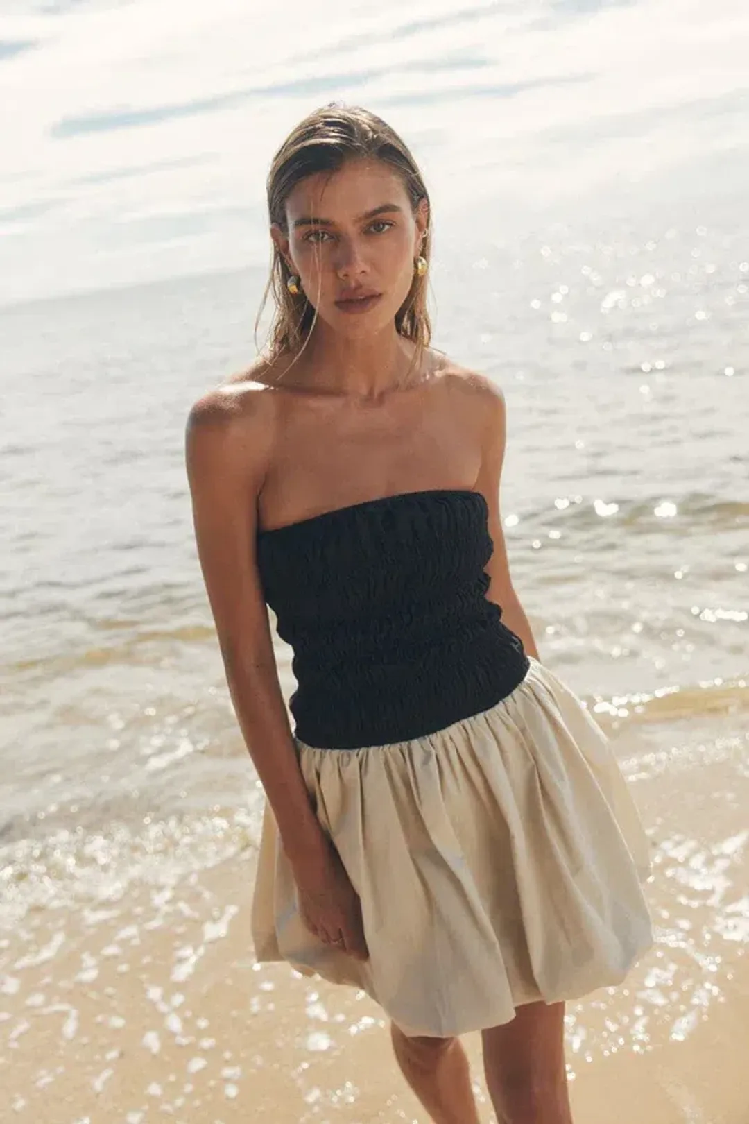 DISSH Stevie Mini Dress Black/Stone Size XS / AU 6 for rent on The Volte - main image