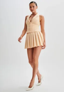 Meshki Mura Suiting Vest and Pleated Mini Skirt Set Peach Size 6 for rent on The Volte - image 1