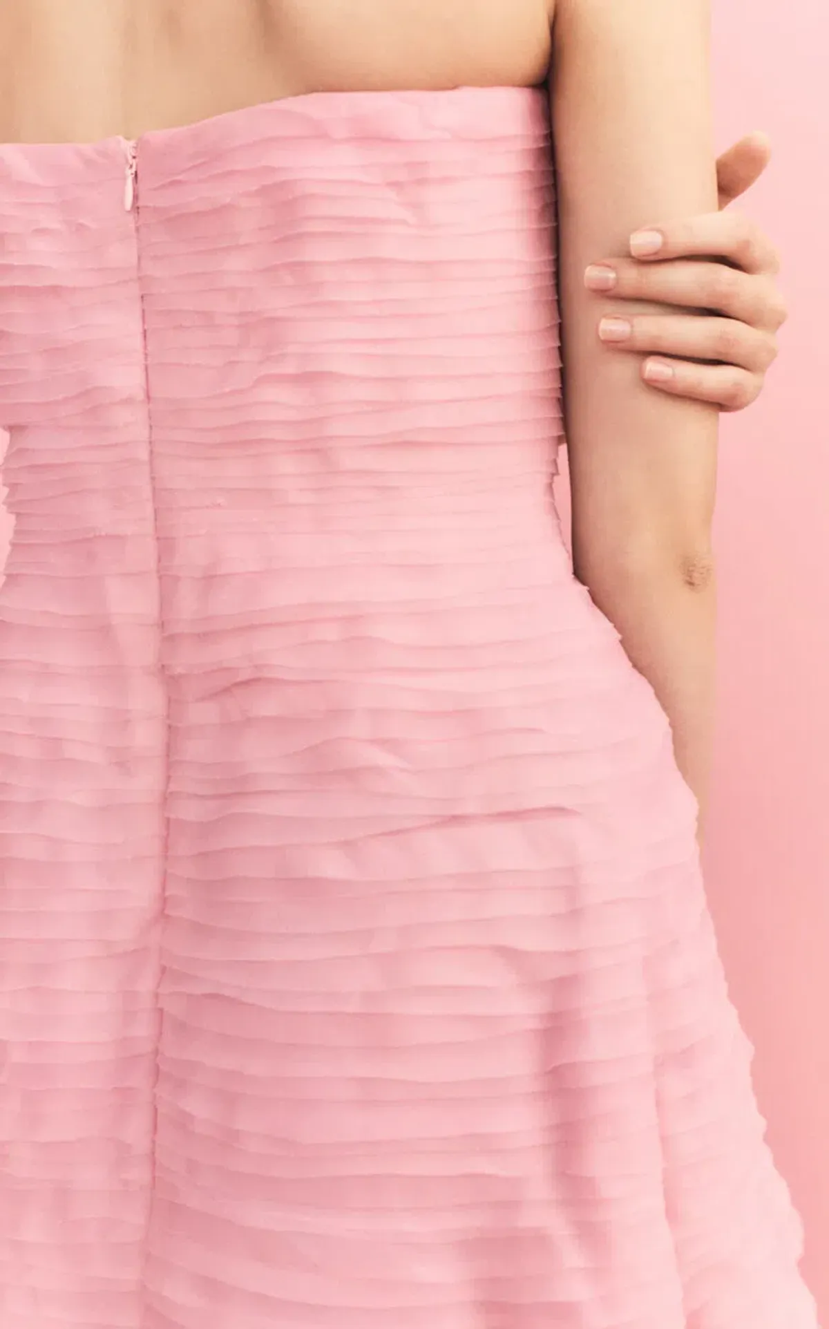 Aje Soundscape Strapless Ruffled Maxi Dress Pink Size 14 - Image 5