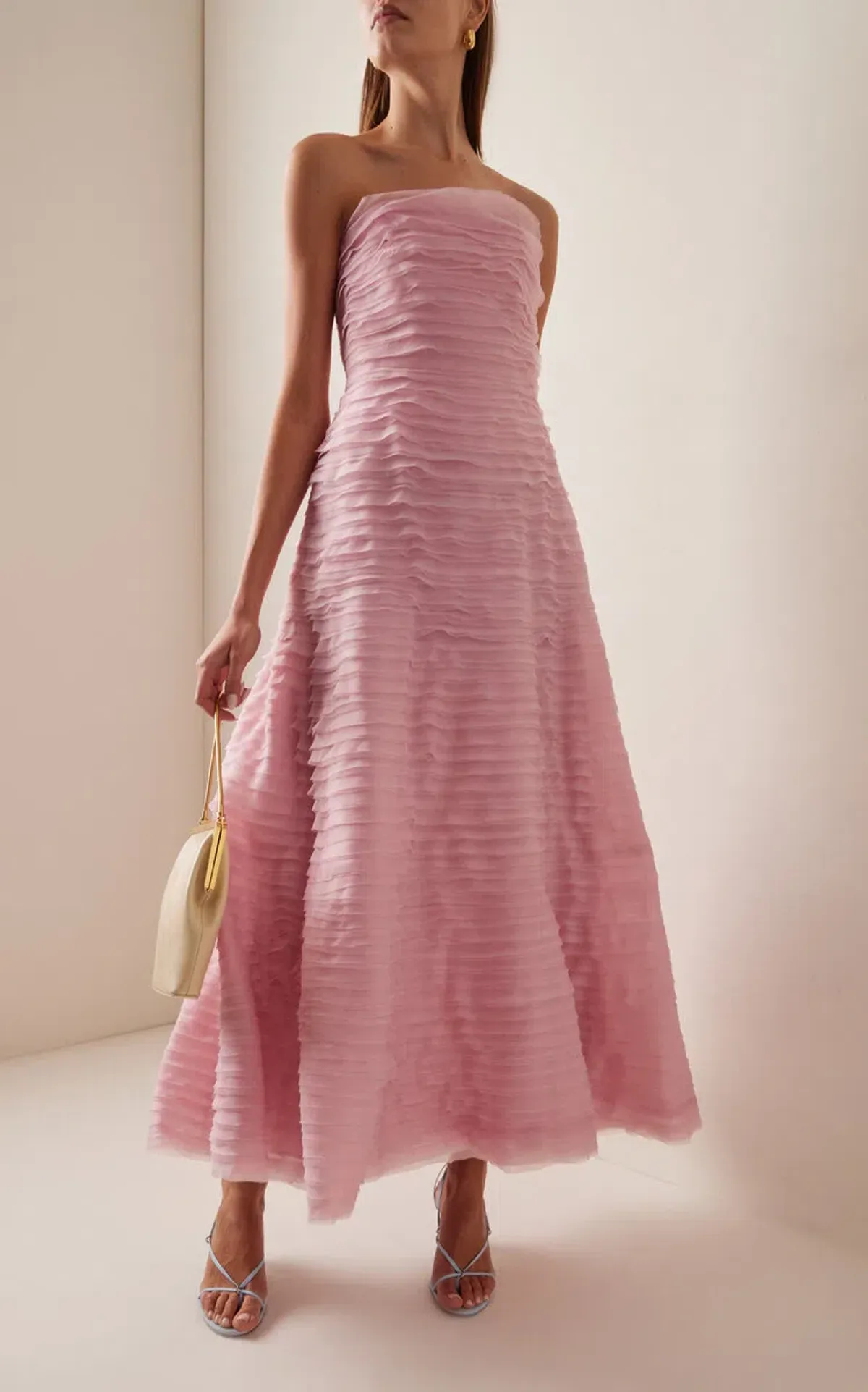 Aje Soundscape Strapless Ruffled Maxi Dress Pink Size 14 - Image 2