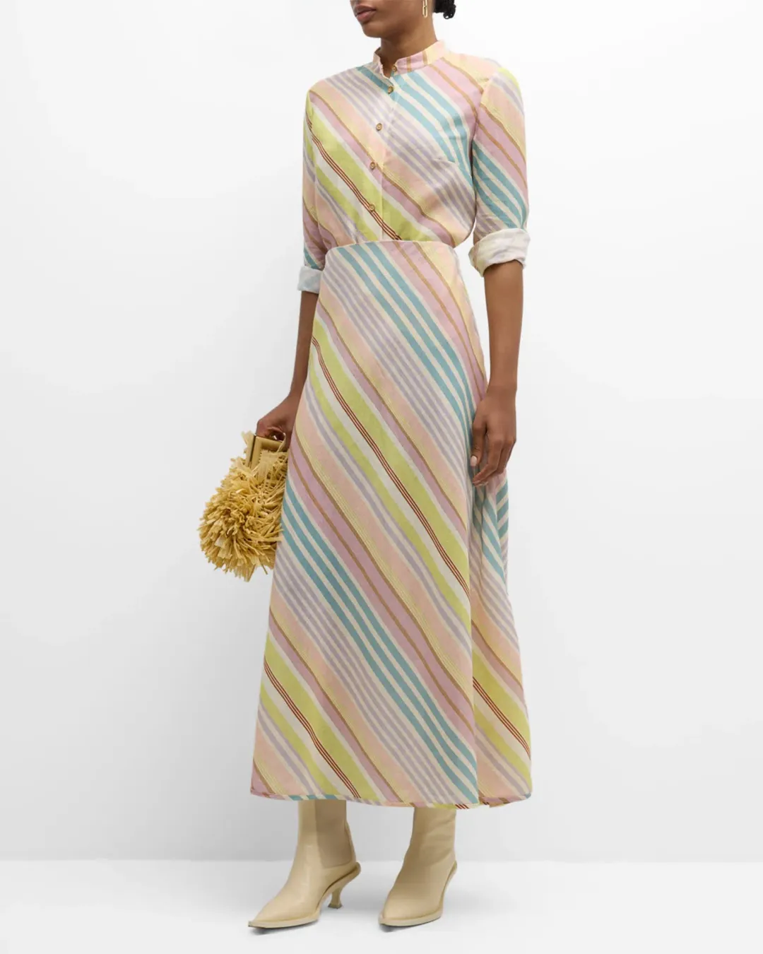 Zimmermann Halliday Slim Shirt and Bias Skirt Set Multi Stripe AUS size 8 Zimmermann size 0 for rent on The Volte - main image