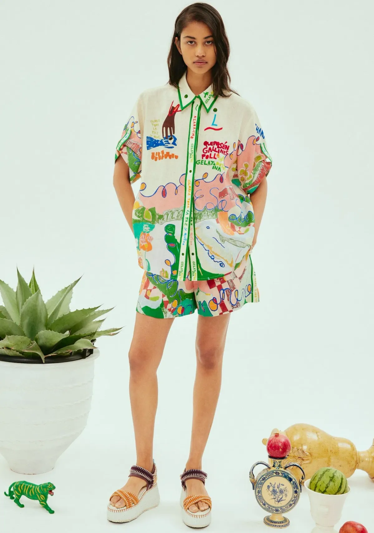 Alemais Nadia Shirt and Short Set Print Size 8 - Image 1