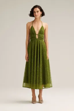 Scanlan Theodore Cornelli Gather Dress Olive Green Size 8 for rent on The Volte - image 1