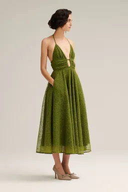 Scanlan Theodore Cornelli Gather Dress Olive Green Size 8 for rent on The Volte - image 2