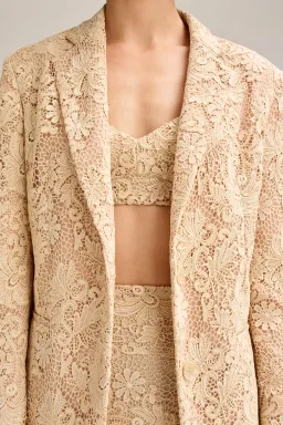 Scanlan Theodore Lace Bralette Size 10 & Shorts Size 10 & Loose Fit Jacket Size 6 Set Antique for rent on The Volte - image 3