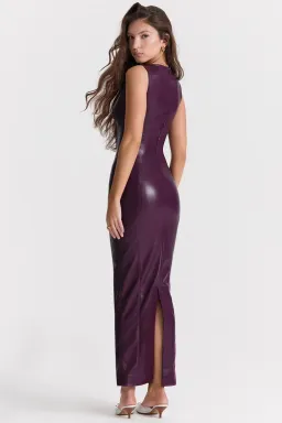 House of CB Sahara Vegan Leather Maxi Dress Merlot Size M/Au 10 for rent on The Volte - image 3