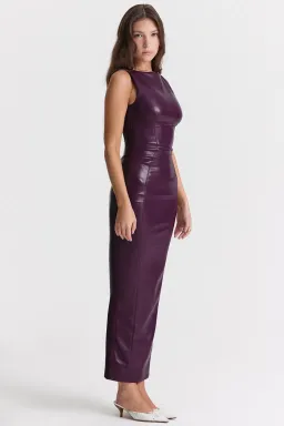 House of CB Sahara Vegan Leather Maxi Dress Merlot Size M for rent on The Volte - image 2