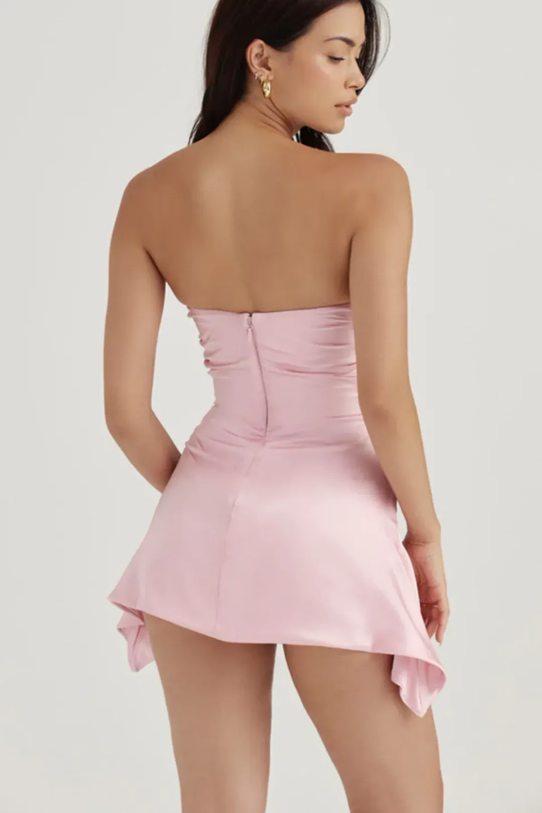 House of CB Jasmine Draped Strapless Corset Mini Dress Rose Pink Size XS for rent on The Volte - main image