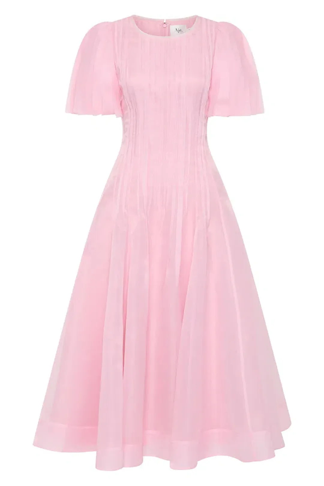 AJE Nova Pleated Dress In Chalk Pink Size 12 for rent on The Volte - main image