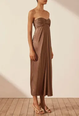 Shona Joy Milo Strapless Knot Midi Dress Cacao Size AU 14 for rent on The Volte - image 4