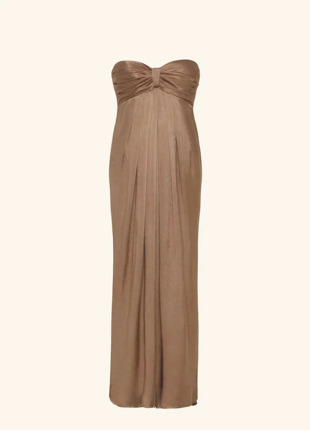 Shona Joy Milo Strapless Knot Midi Dress Cacao Size AU 14 for rent on The Volte - main image