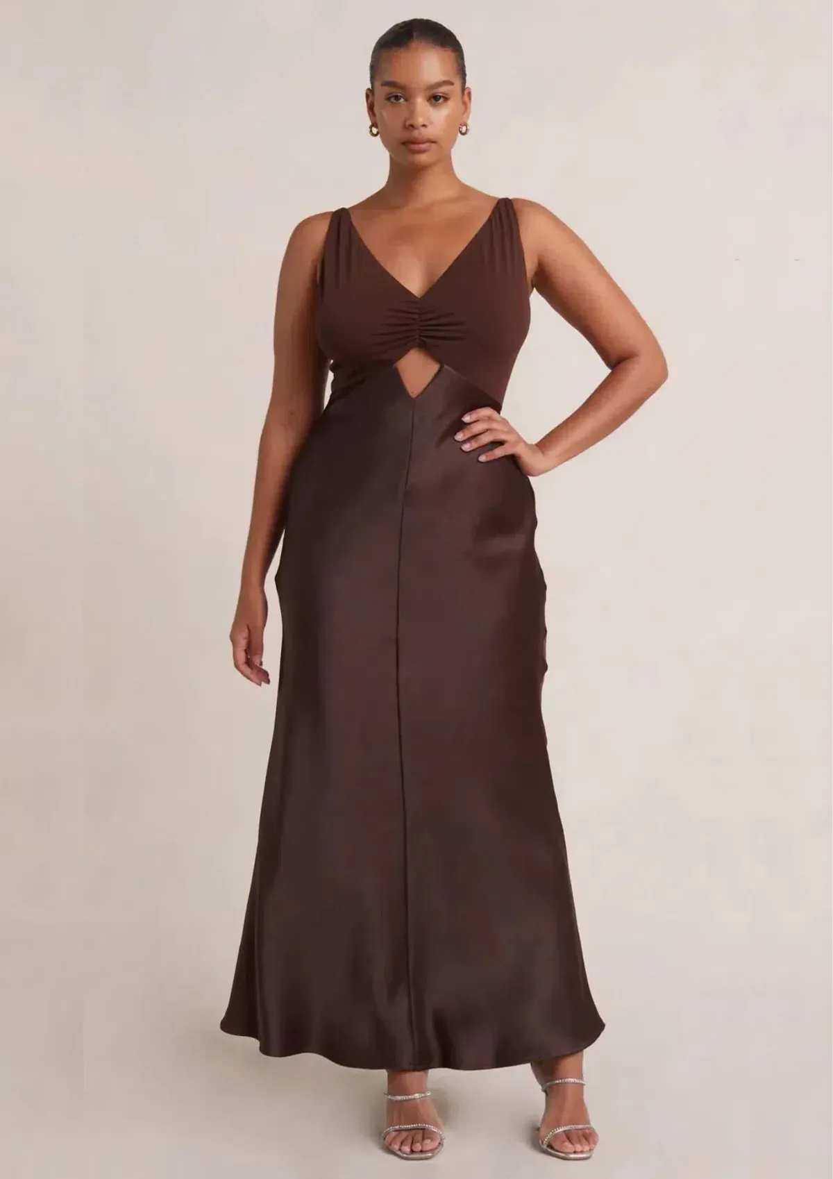 Bec & Bridge The Julieta V Neck Maxi Dress Brown Size 6 - Image 1