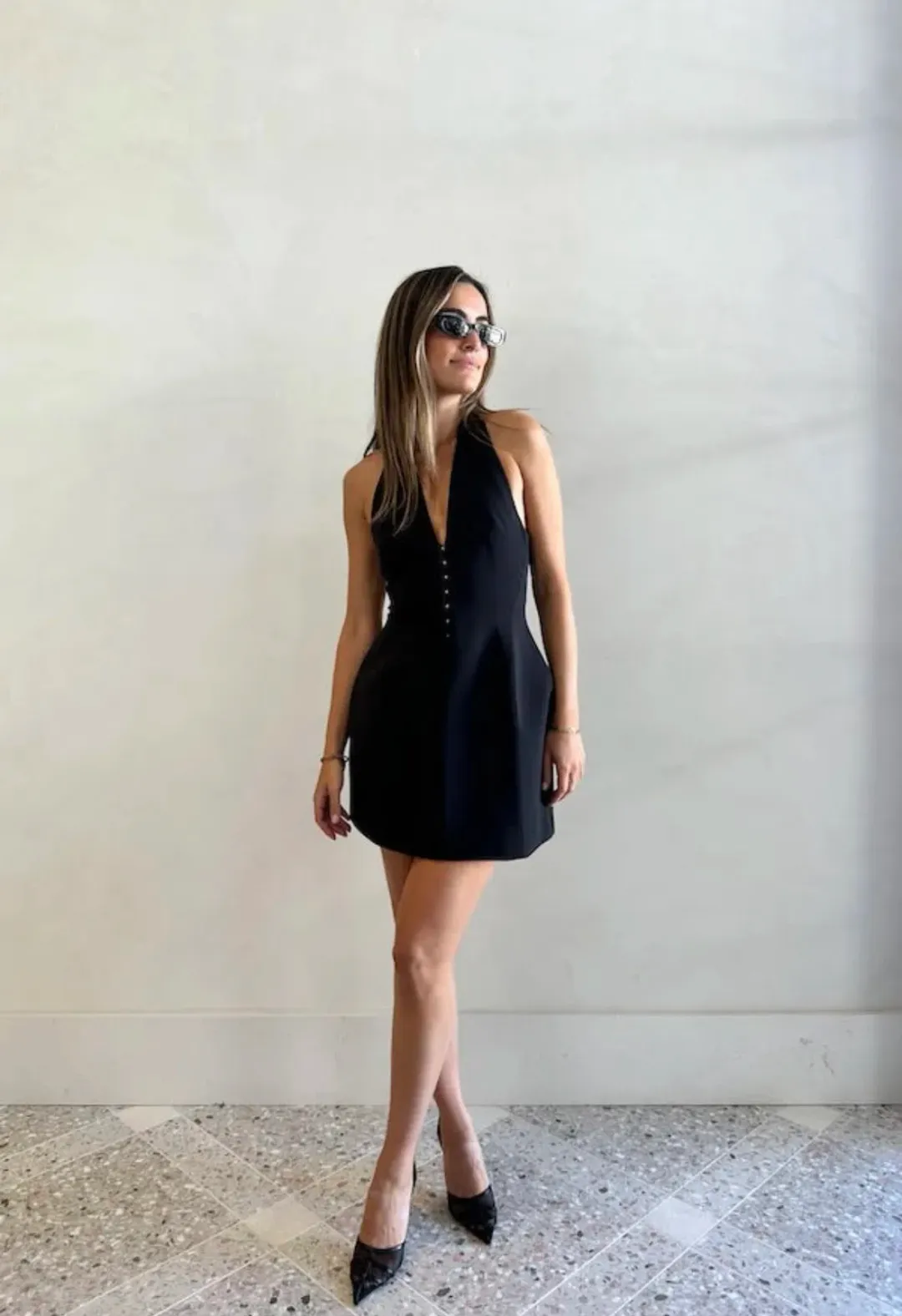 Camilla and Marc Petra Halterneck Mini Dress Black Size 8 for rent on The Volte - main image