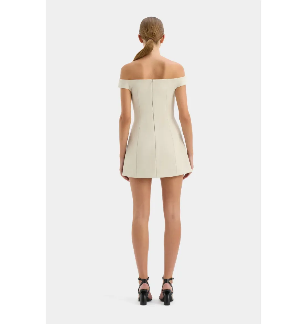 SIR THE LABEL Sandrine Off Shoulder Tailored Mini Dress ECRU Size 0 / AU 6 for rent on The Volte - main image
