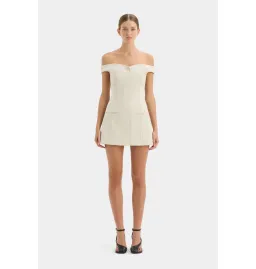 SIR THE LABEL Sandrine Off Shoulder Tailored Mini Dress ECRU Size 0 / AU 6 for rent on The Volte - image 1