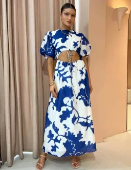 Sir the Label Vivi Puff Sleeve Maxi Dress Merce Abstract Print Size 2 / Au 10 for rent on The Volte - image 1