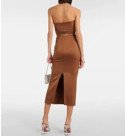 Alex Perry Crystal Embellished Satin Midi Dress Iron Size AU 10 for rent on The Volte - image 2