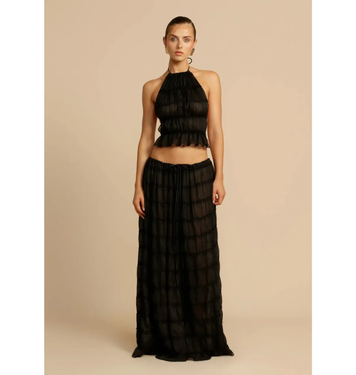 Arcina Ori Juliette Halter Top and Maxi Skirt Set in Black Size Small / AU 8 - Image 2