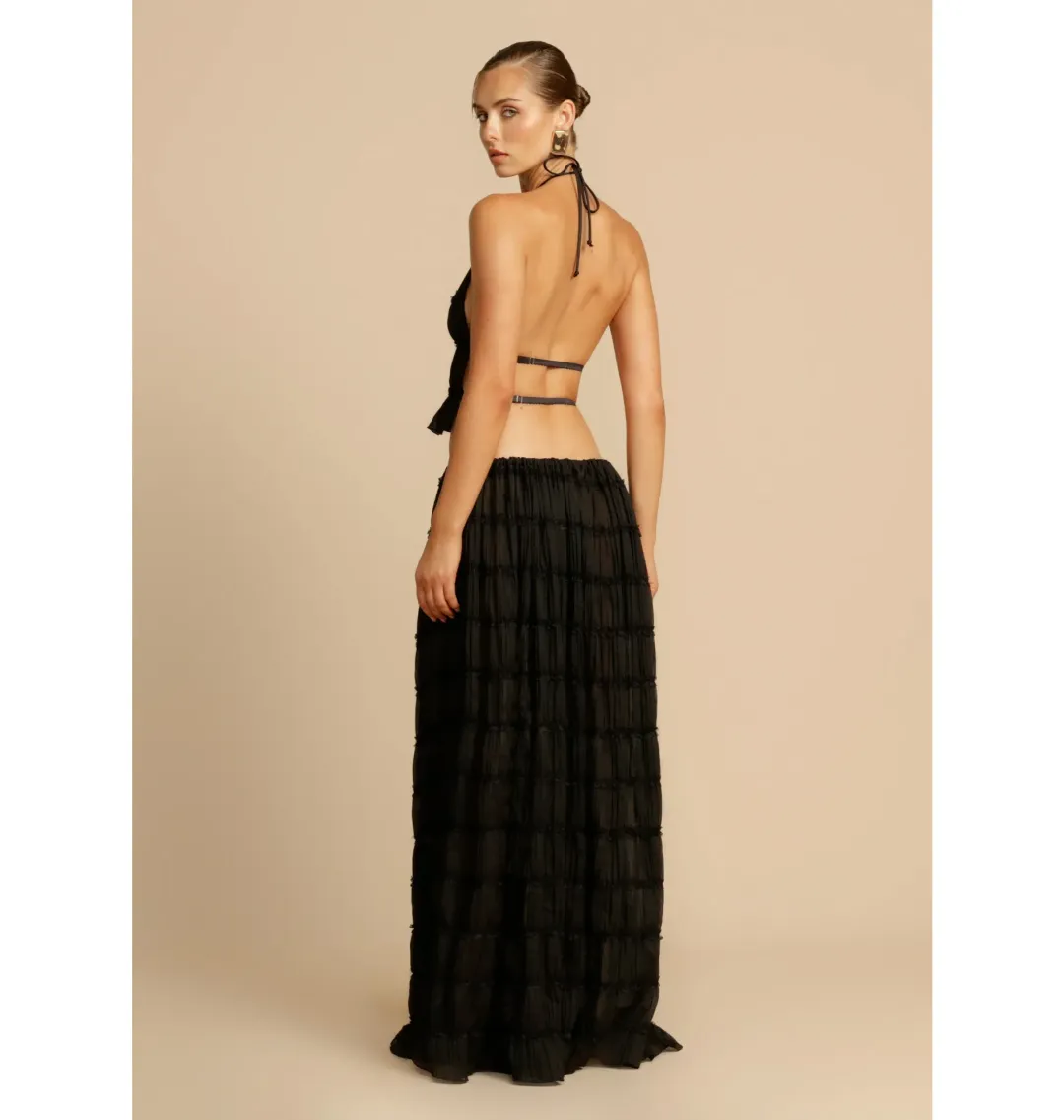 Arcina Ori Juliette Halter Top and Maxi Skirt Set in Black Size Small / AU 8 for rent on The Volte - main image