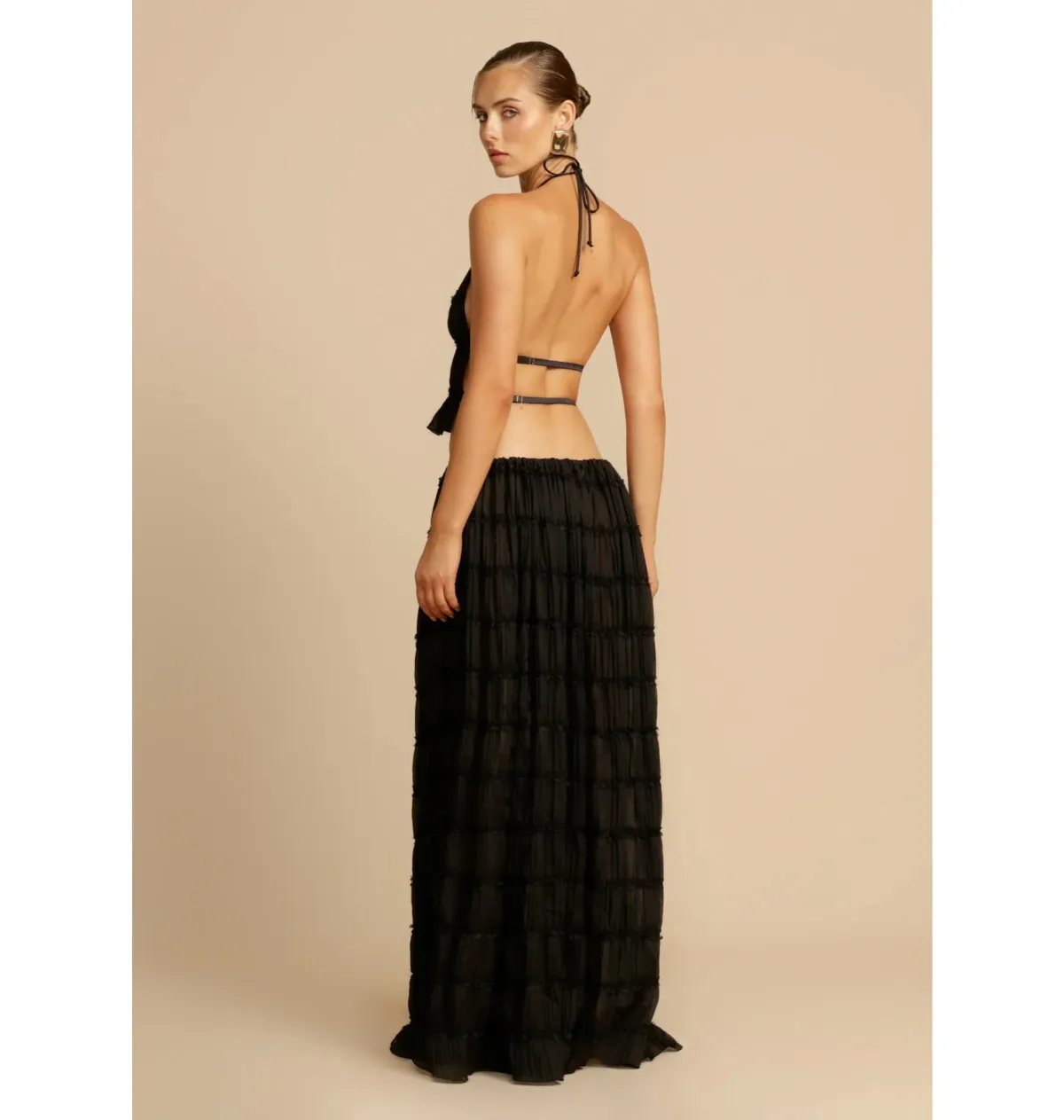 Arcina Ori Juliette Halter Top and Maxi Skirt Set in Black Size Small / AU 8 - Image 4