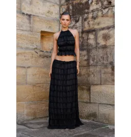 Arcina Ori Juliette Halter Top and Maxi Skirt Set in Black Size Small / AU 8 for rent on The Volte - image 1