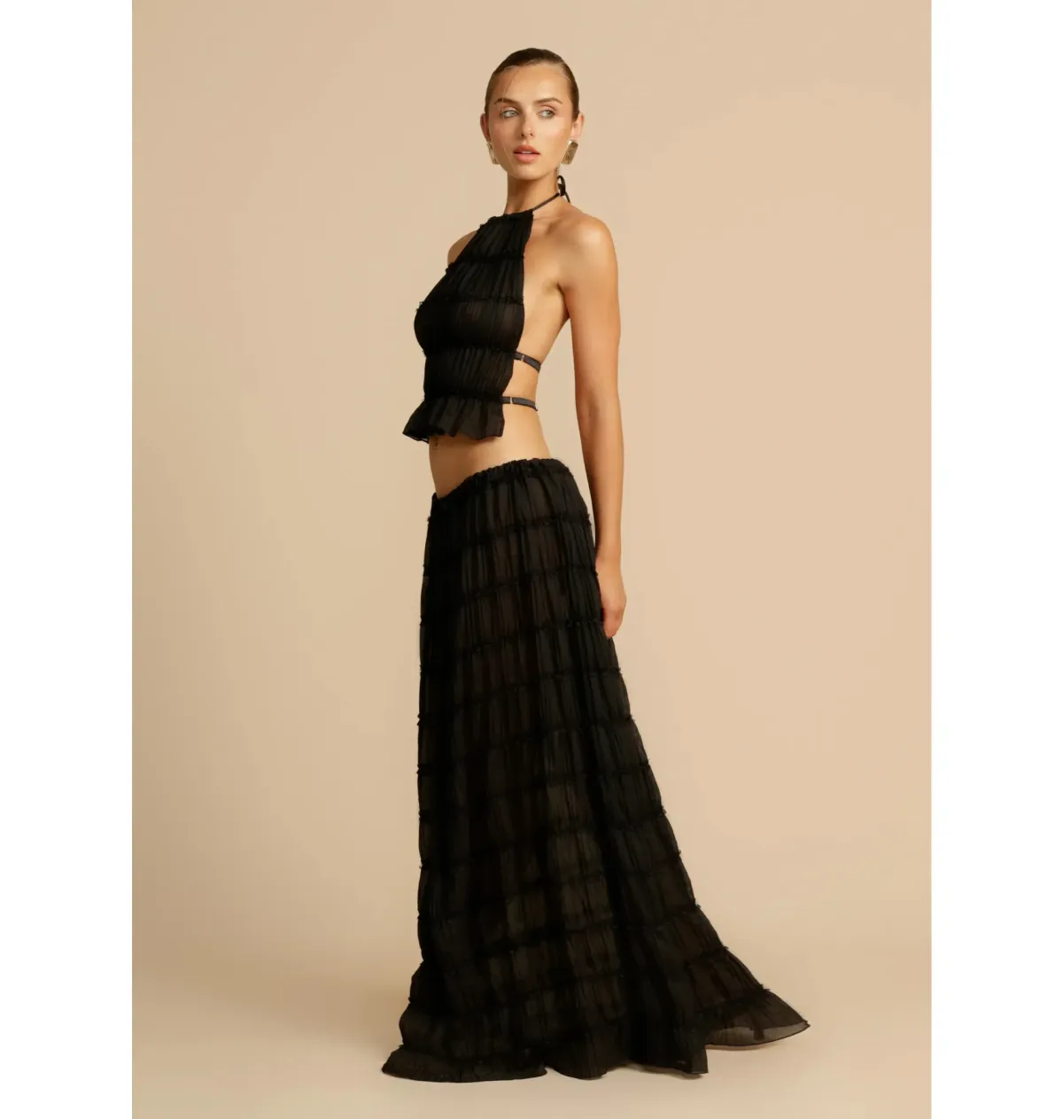 Arcina Ori Juliette Halter Top and Maxi Skirt Set in Black Size Small / AU 8 - Image 3