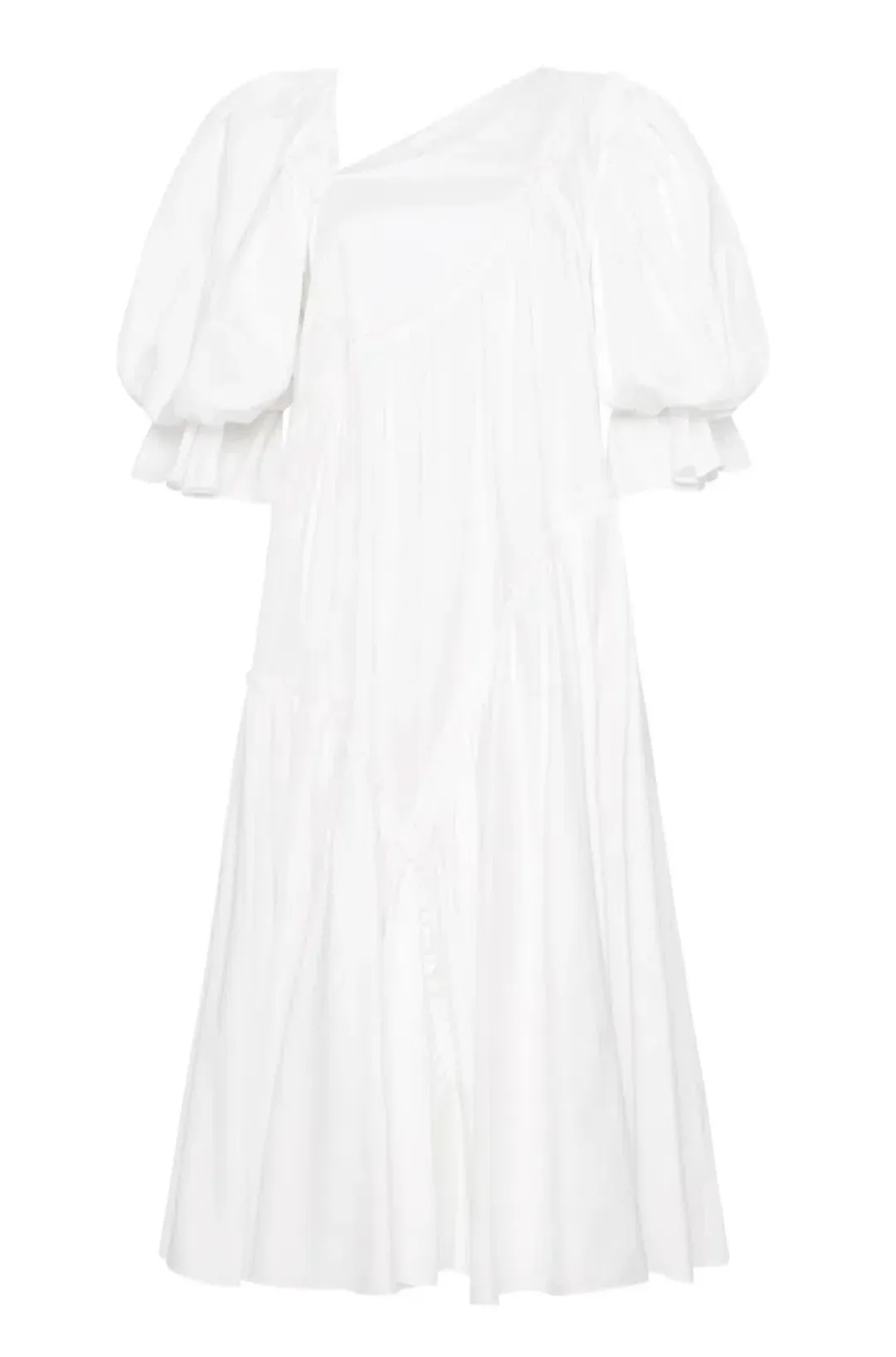 Aje Casabianca Braided Puff sleeve Midi Dress White Size 14 for rent on The Volte - main image