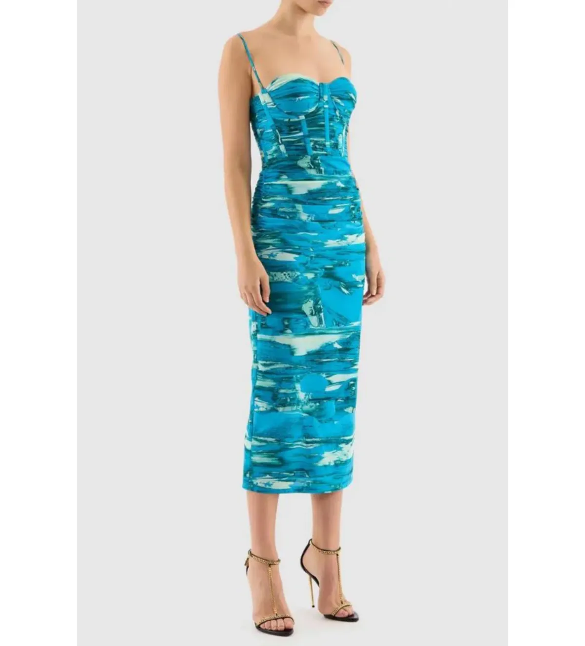 Rebecca Vallance Marine Mirage Midi Dress Blue Size 8 - Image 1