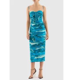 Rebecca Vallance Marine Mirage Midi Dress Blue Size 10 for rent on The Volte - image 2