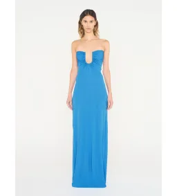 Christopher Esber Arced Palm Strapless Dress in Boston Blue Size 8 for rent on The Volte - image 1