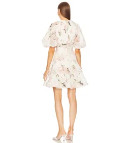 Zimmermann Pleated Mini Dress Coral Bird Print Size 2/ AU 12 for rent on The Volte - image 2