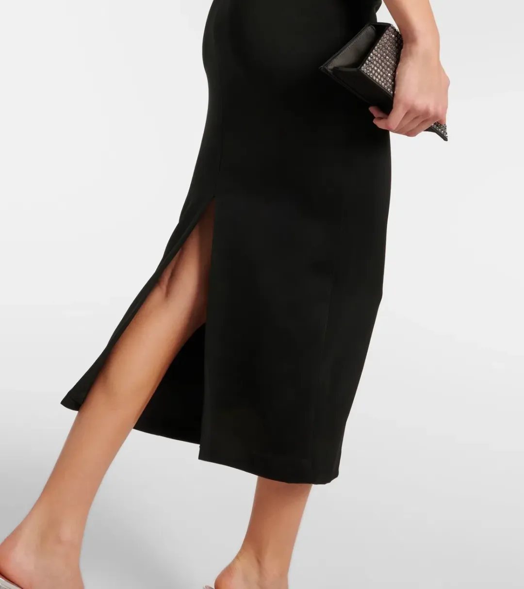 Alex Perry Crystal-embellished Satin Midi Dress Black Size 8 for rent on The Volte - main image