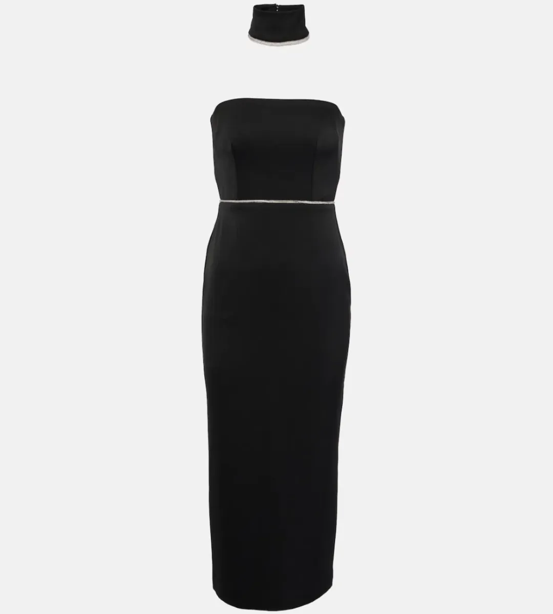 Alex Perry Crystal-embellished Satin Midi Dress Black Size 8 for rent on The Volte - main image