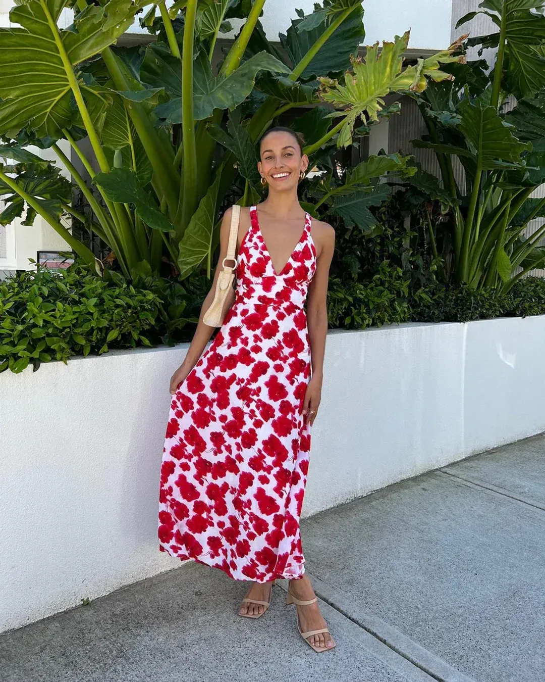 Kookai Bonita Vee Maxi Dress Red Floral Size 38 / AU 10 for rent on The Volte - main image