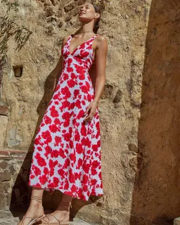 Kookai Bonita Vee Maxi Dress Red Floral Size 38 / AU 10 for rent on The Volte - image 5