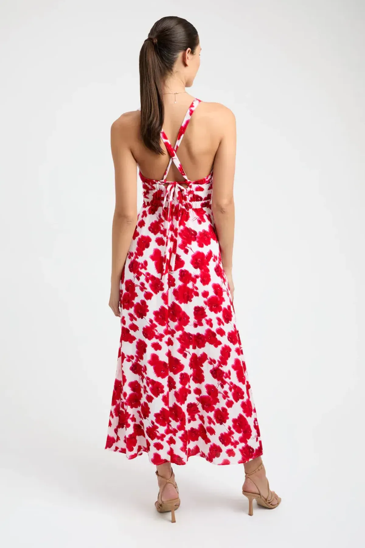 Kookai Bonita Vee Maxi Dress Red Floral Size 38 / AU 10 - Image 3