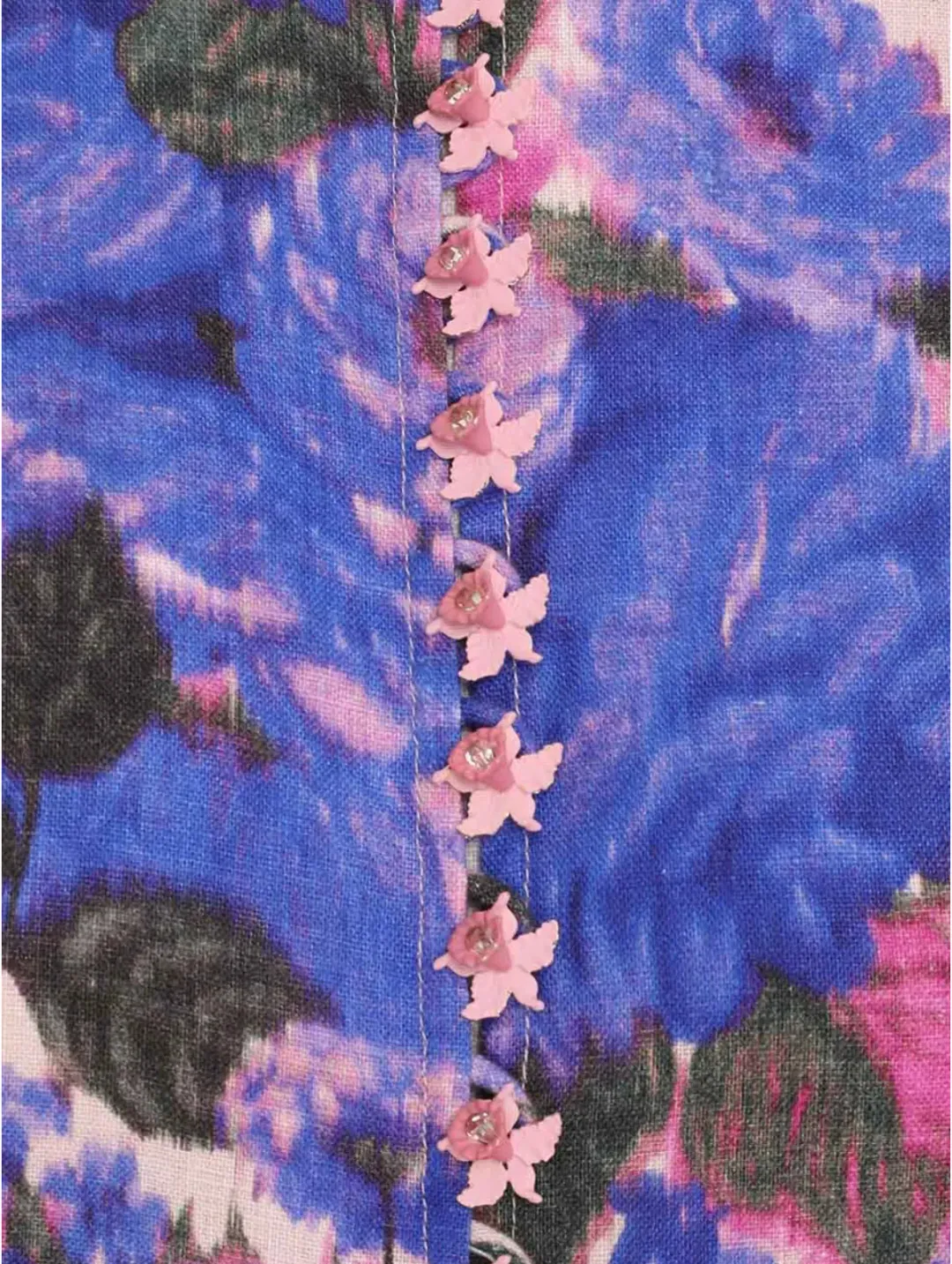 Zimmermann High Tide Buttoned Midi Dress Purple Ikat Floral Size 2 / AU 12 for rent on The Volte - main image