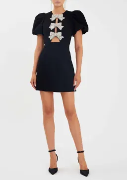 Rebecca Vallance Juliana Puff Sleeve Mini Dress Black Size 12 for rent on The Volte - image 1