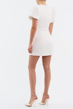 Rebecca Vallance Alicia Puff Sleeve Mini Dress Ivory Size 12 for rent on The Volte - image 3