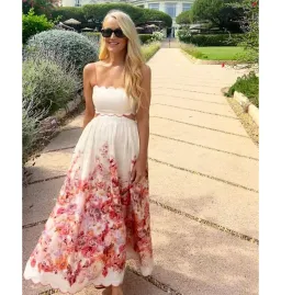 Zimmermann Devi Scallop Midi Dress In Cream Floral Size 0 / AU 8 for rent on The Volte - image 4