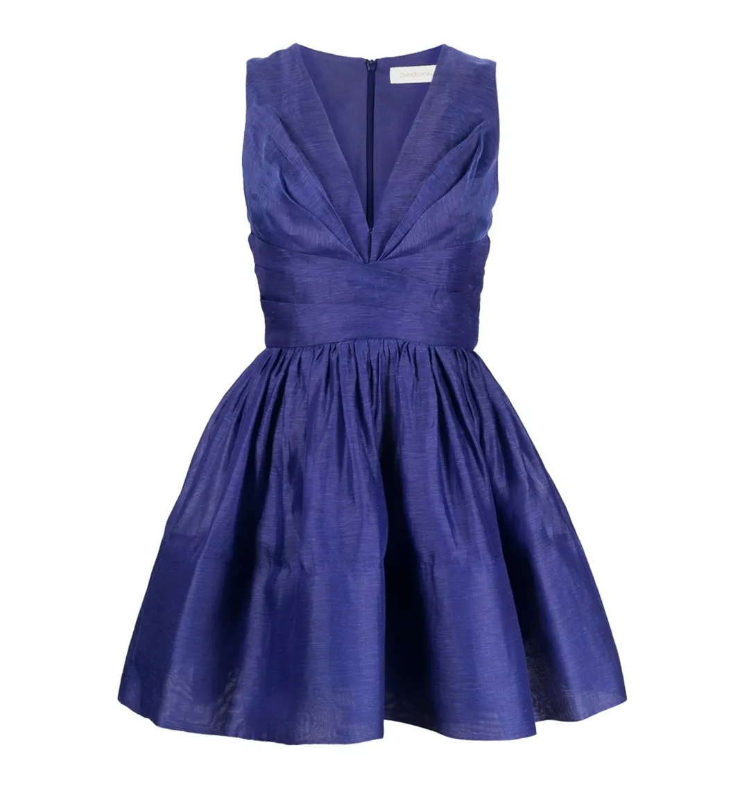 Zimmermann Tama V Neck Mini Dress Blue Size 1 / AU 10 for rent on The Volte - main image